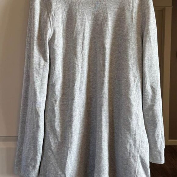 Women’s Loft Long Gray and White Striped Cardigan Sweater with Pockets-Size‎ L - Picture 6 of 6